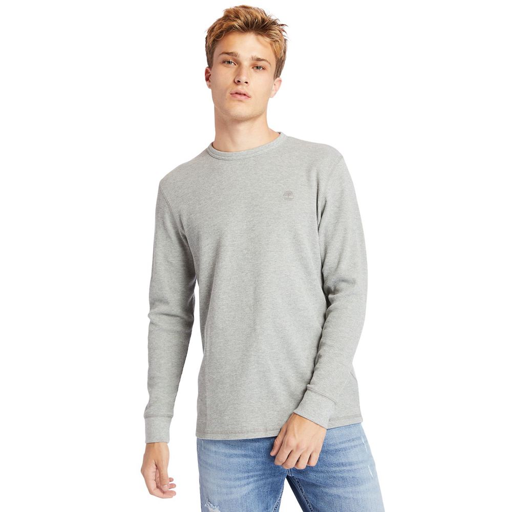 Camisa Timberland Argentina Hombre - Wharf River Waffle-Knit Crewneck - Gris - YXFSNV-286